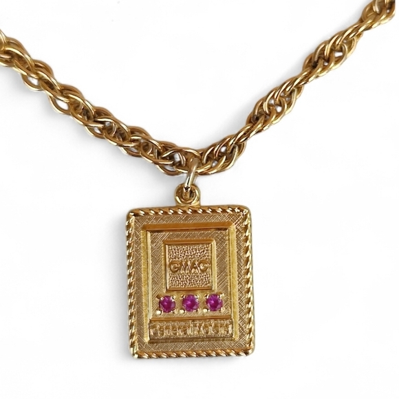 Vintage Jewelry - 🚗 Vintage 12K GF Ruby GMC Motors Charm Bracelet